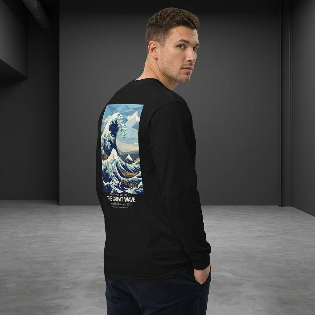 The Great Wave Longsleeve T-Shirt - LOW POLY EDITION-5