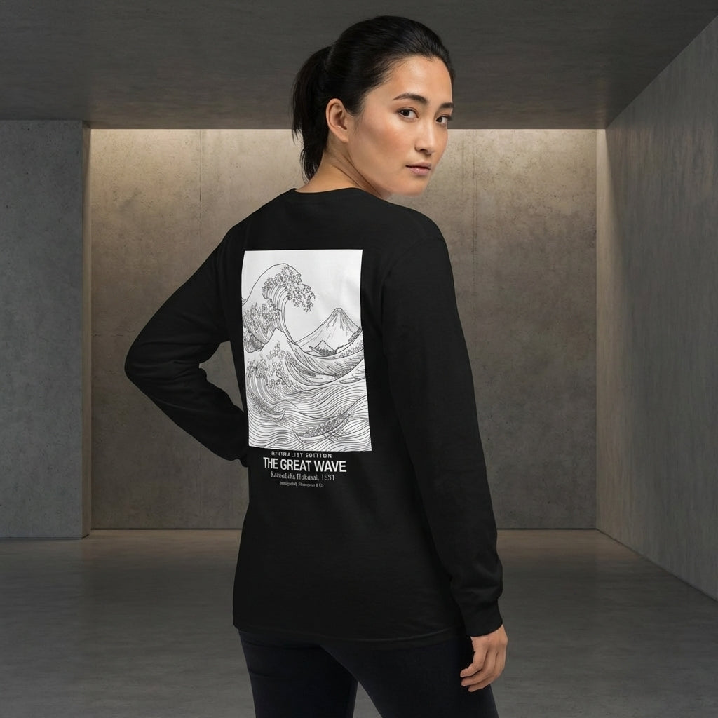 The Great Wave Longsleeve T-Shirt - MINIMALIST EDITION-3