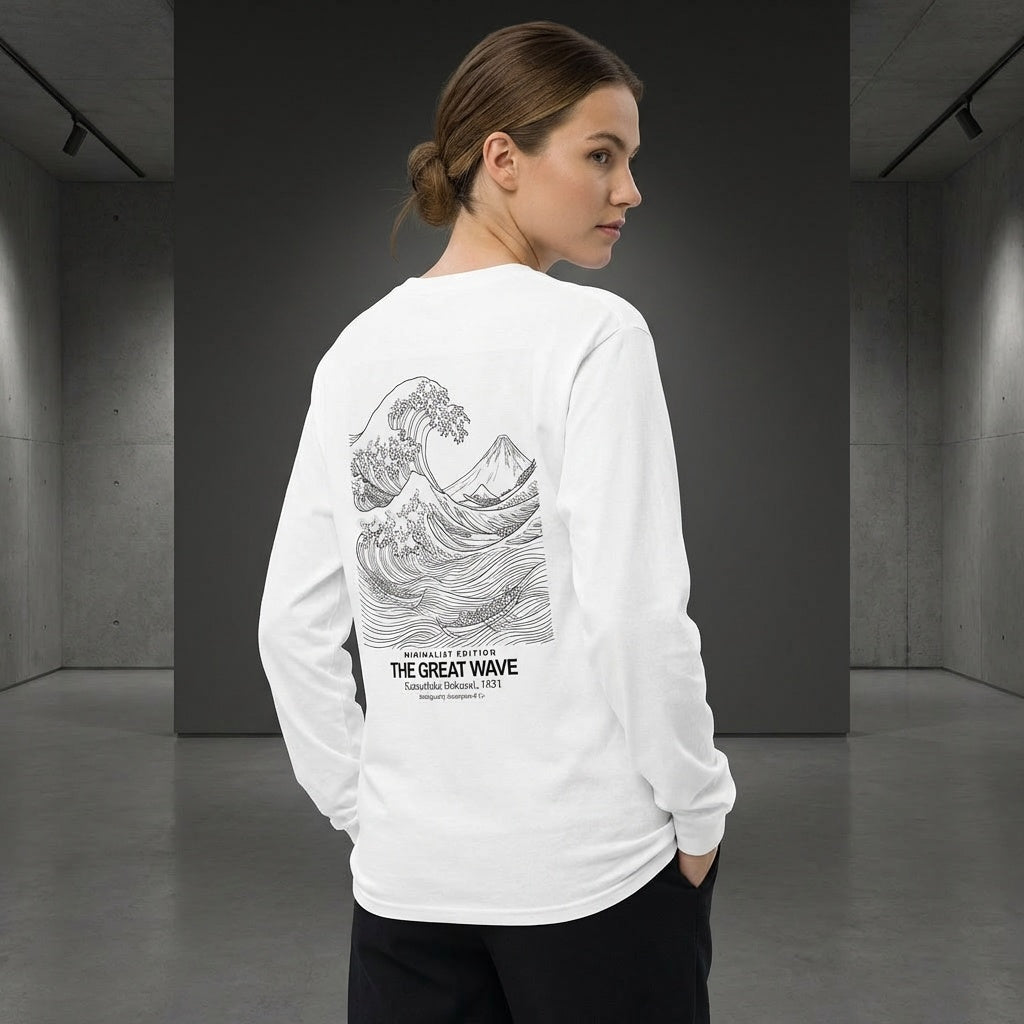 The Great Wave Longsleeve T-Shirt - MINIMALIST EDITION