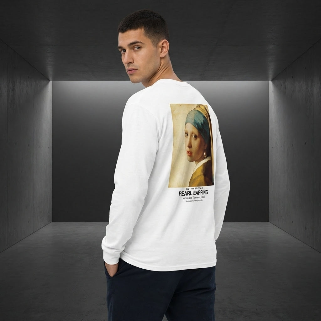 Girl with a Pearl Earring Longsleeve T-Shirt - RETRO EDITION-3
