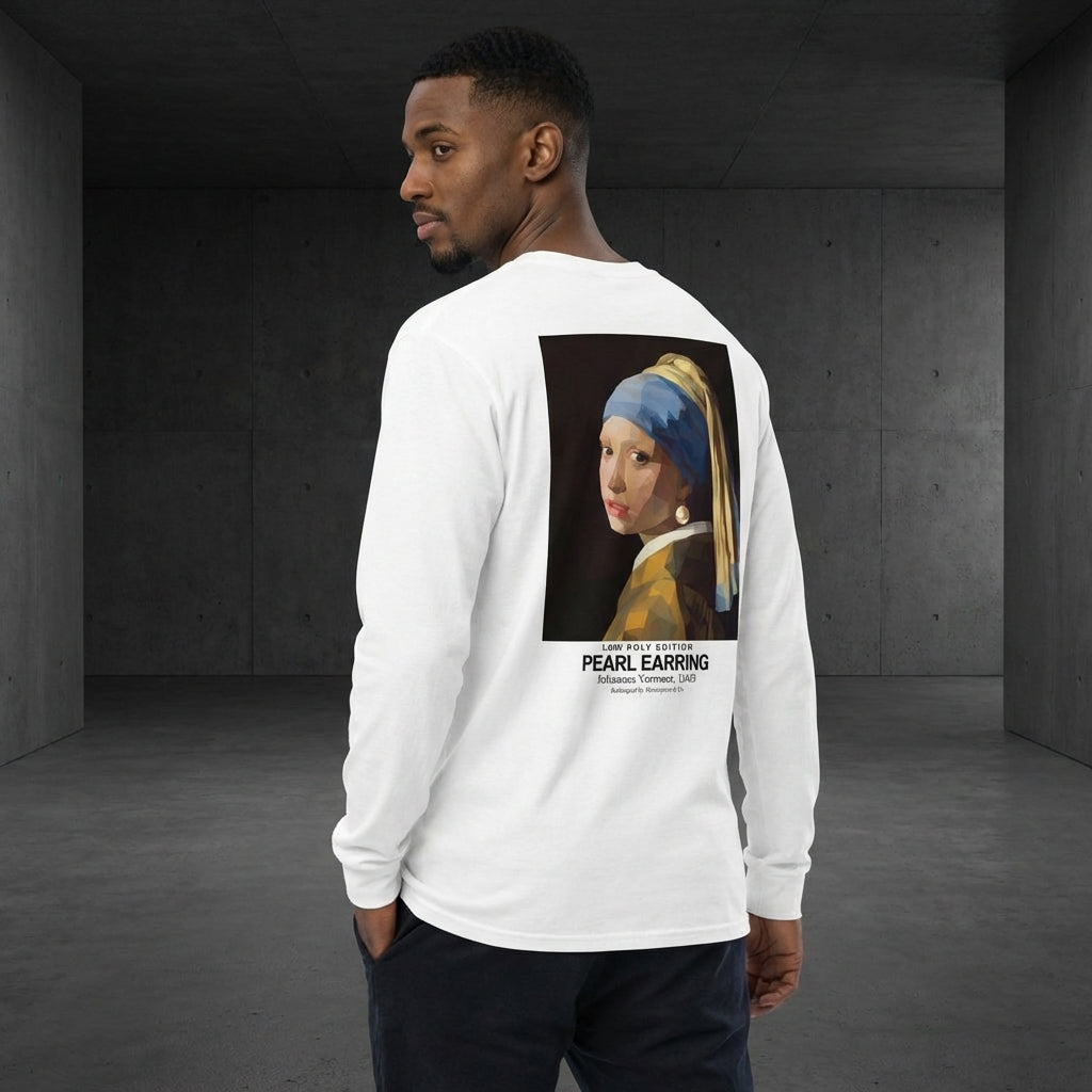 Girl with a Pearl Earring Longsleeve T-Shirt - LOW POLY EDITION-2