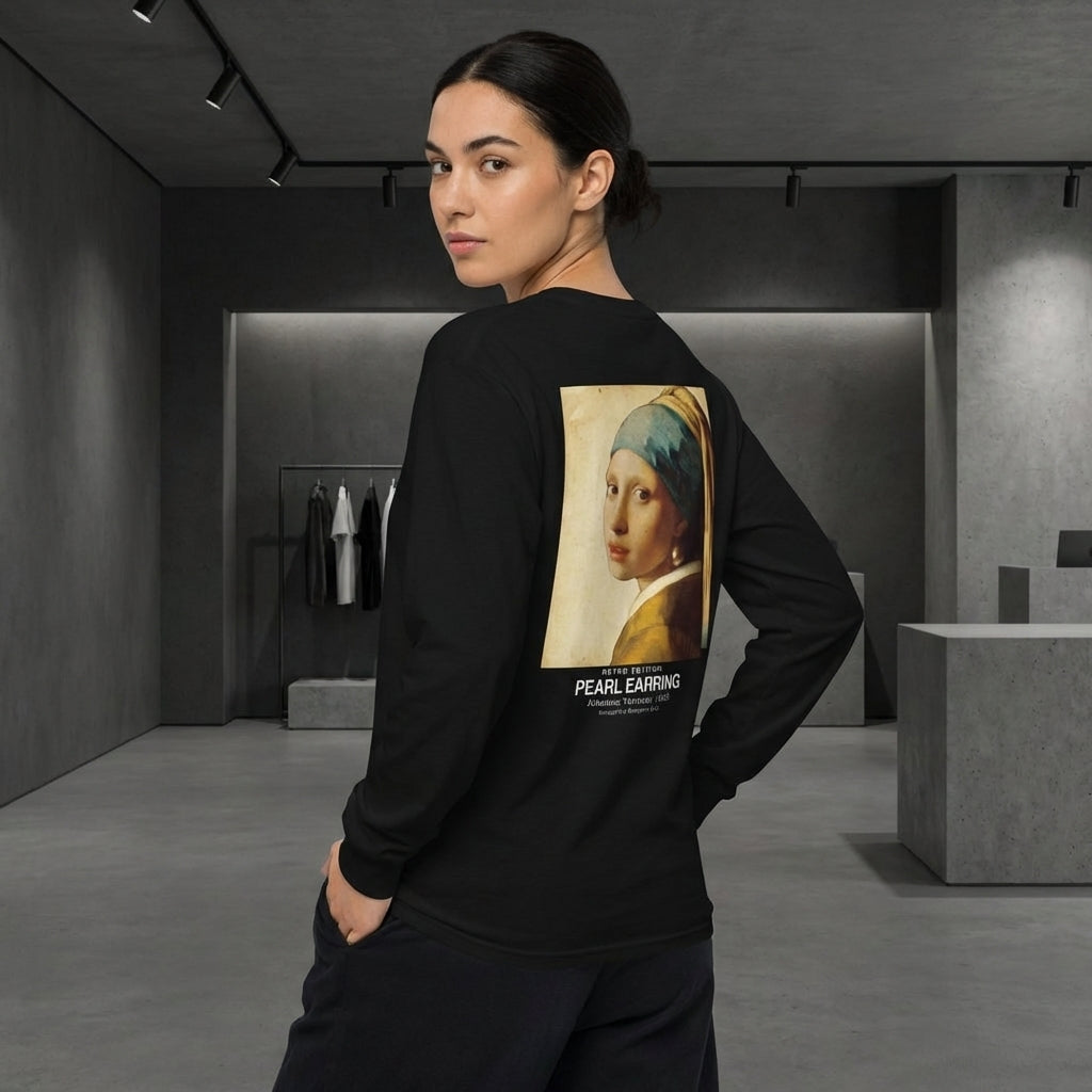 Girl with a Pearl Earring Longsleeve T-Shirt - RETRO EDITION-2