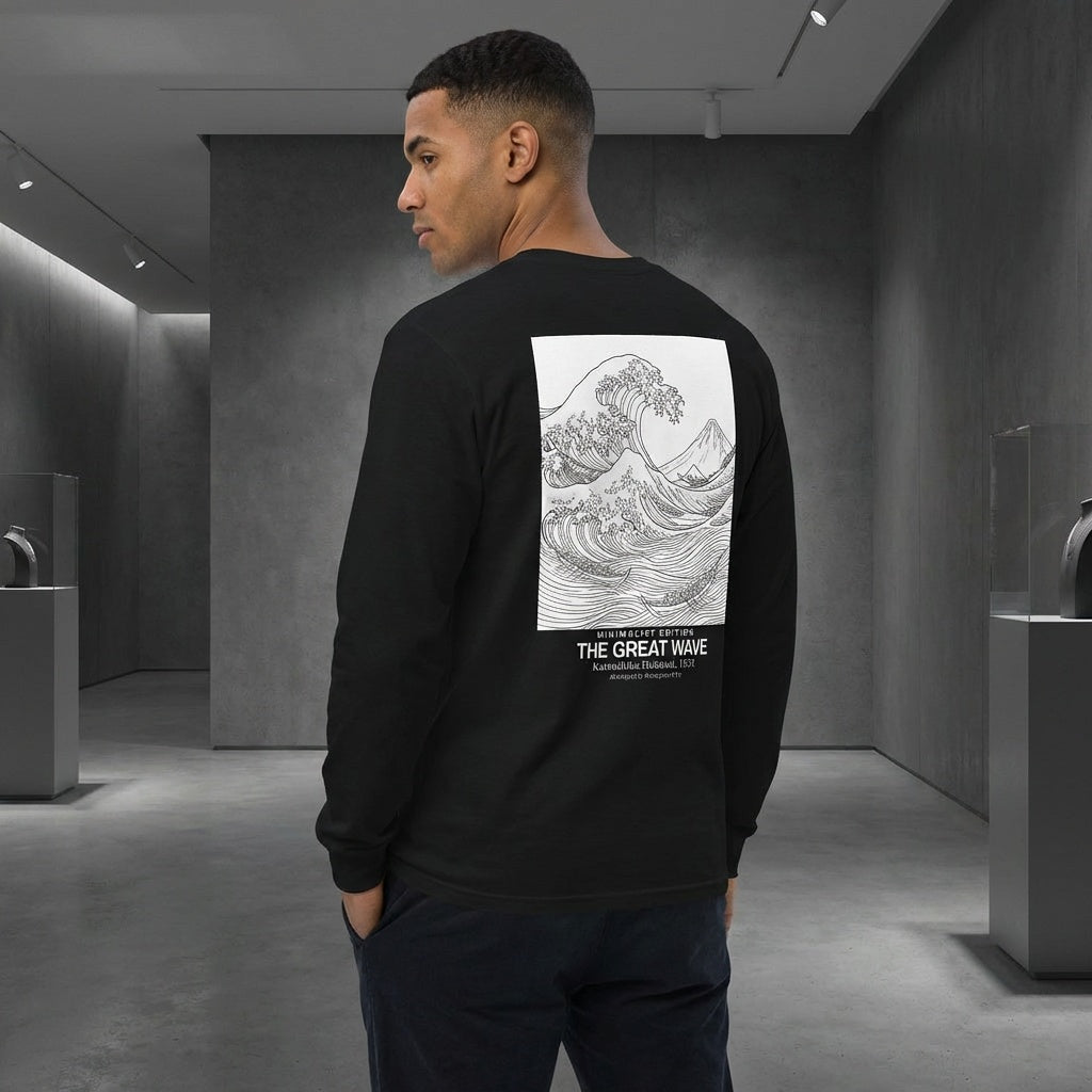 The Great Wave Longsleeve T-Shirt - MINIMALIST EDITION-4