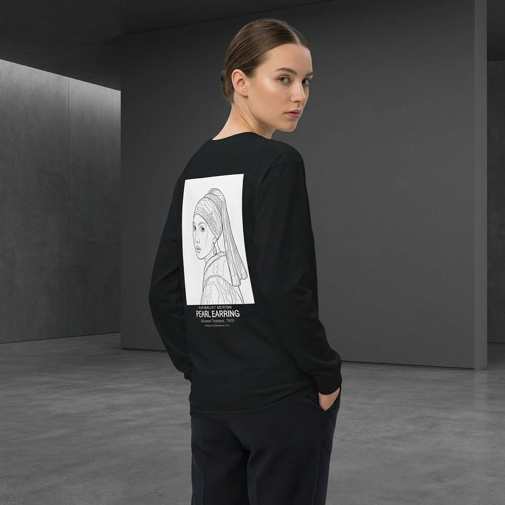 Girl with a Pearl Earring Longsleeve T-Shirt - MINIMALIST EDITION-3