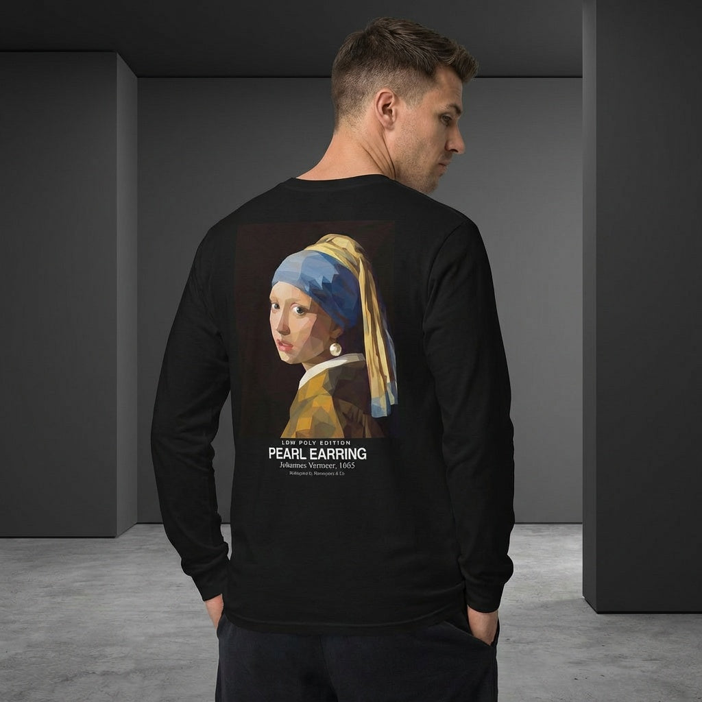 Girl with a Pearl Earring Longsleeve T-Shirt - LOW POLY EDITION-4