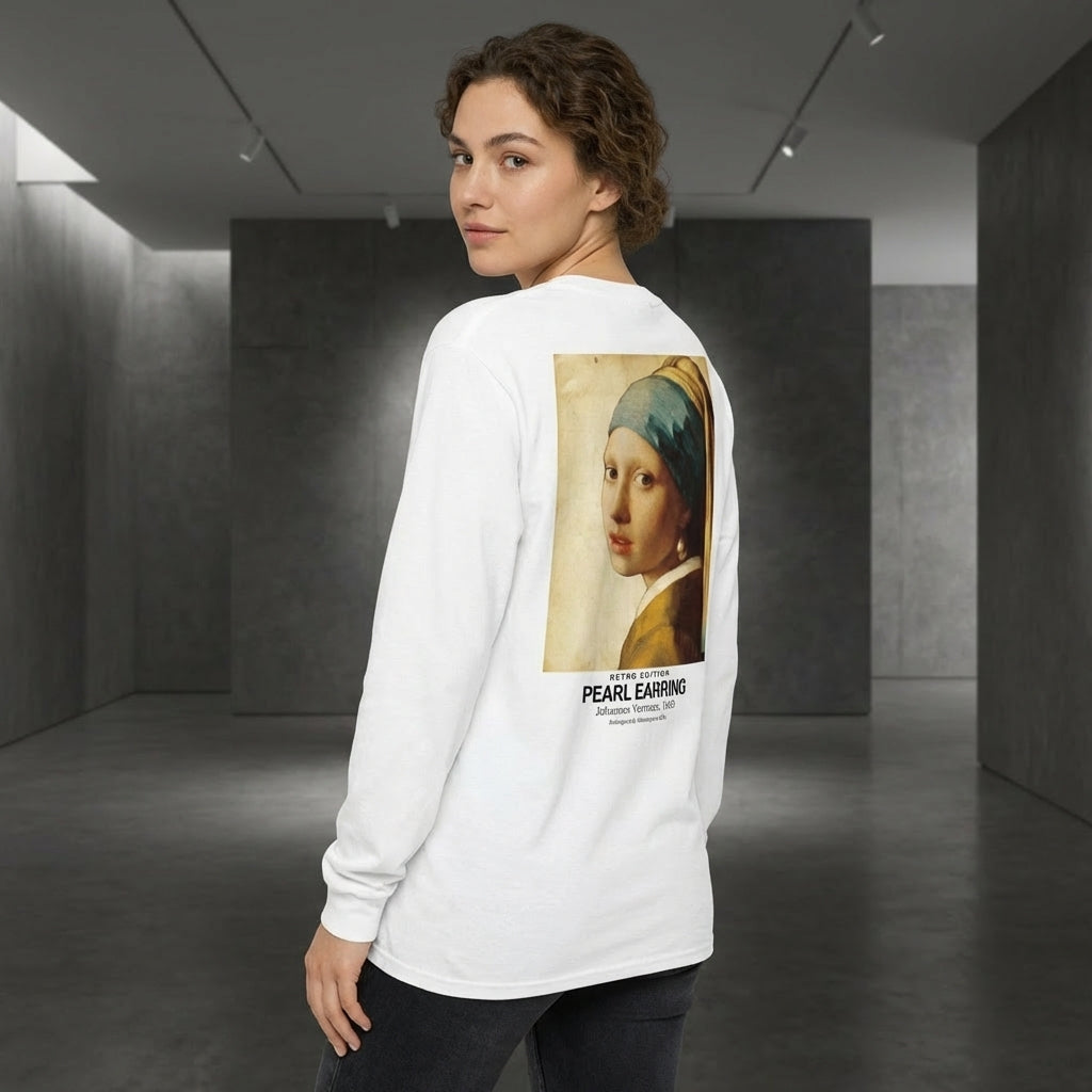 Girl with a Pearl Earring Longsleeve T-Shirt - RETRO EDITION-4