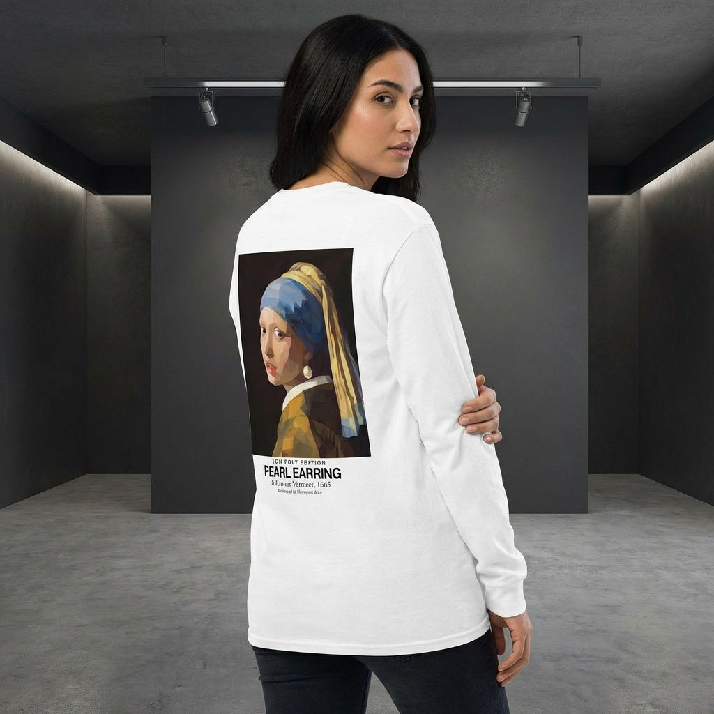Girl with a Pearl Earring Longsleeve T-Shirt - LOW POLY EDITION
